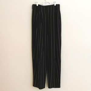 Vtg Emil Rutenberg Black Striped Dress Trouser Pants High Waist Rise - Size 8